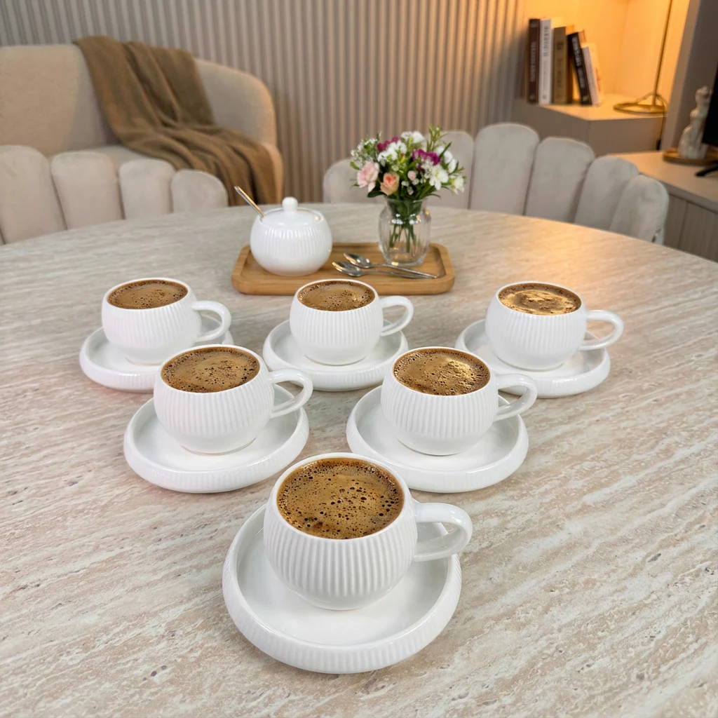 Lines ( BONDY ESPRESSO ) Espressoset 12 Delig | 6 persoons Wit