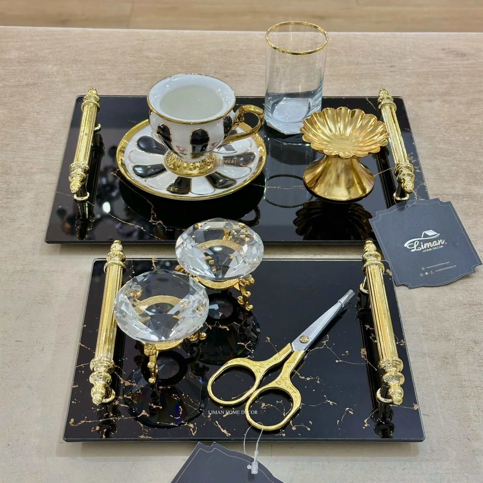 MARMER VERLOVINGSDIENBLAD GLAS ZWART | GOUD - Image 2