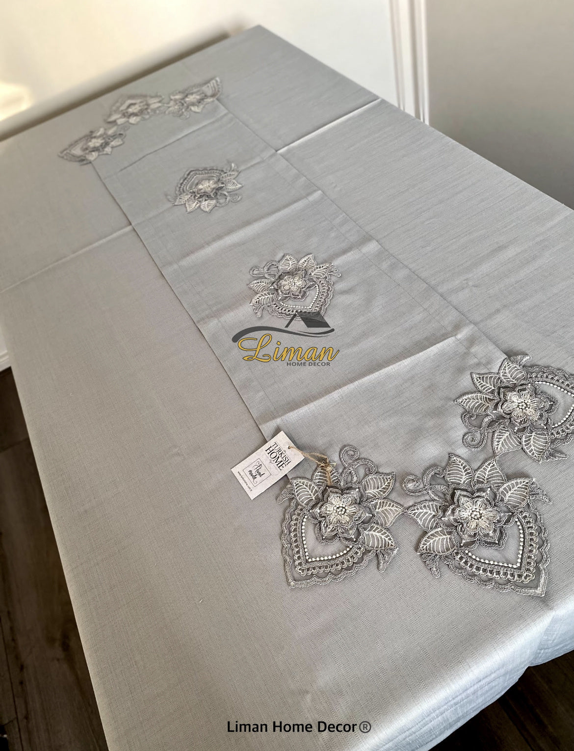 Menekse Tafelkleed Set Met Placemat Grijs 34 Dlg - Image 6