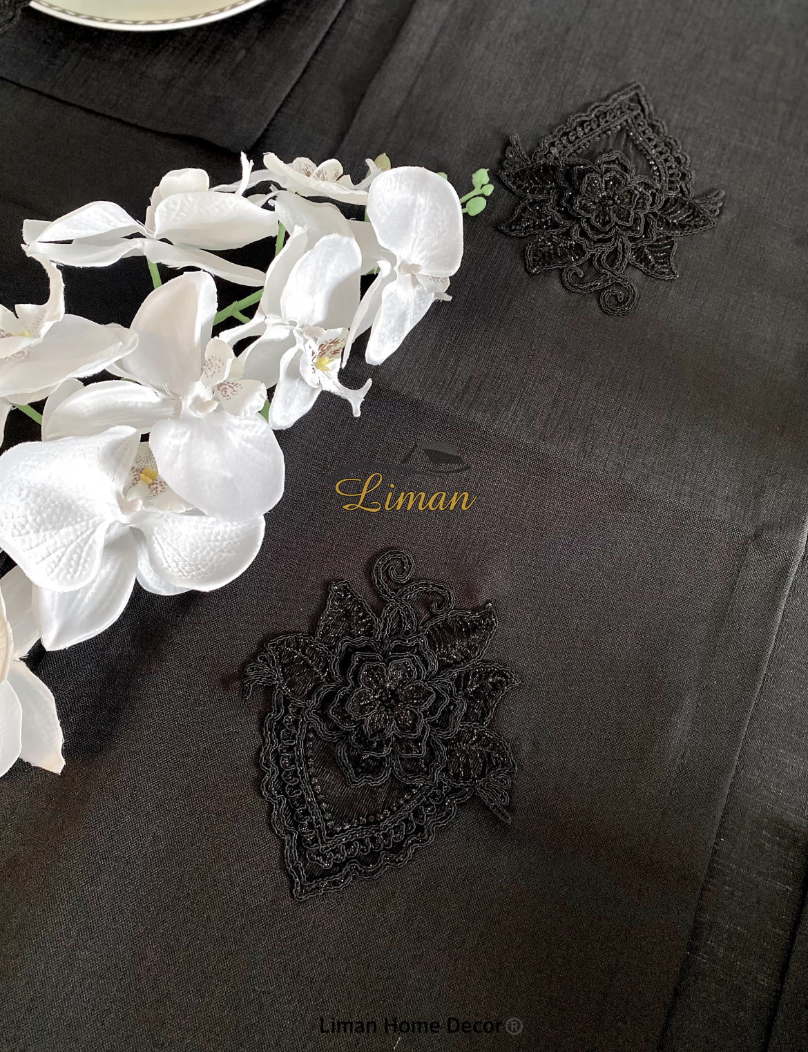 Menekse Tafelkleed Set Met Placemat Zwart 34 Dlg - Image 7