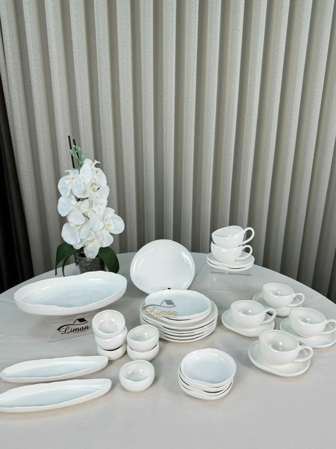 Liman New Cupido Wit Ontbijtset 33 delig | 6 Persoons (Barles) | Japandi Organisch Vorm - Image 8