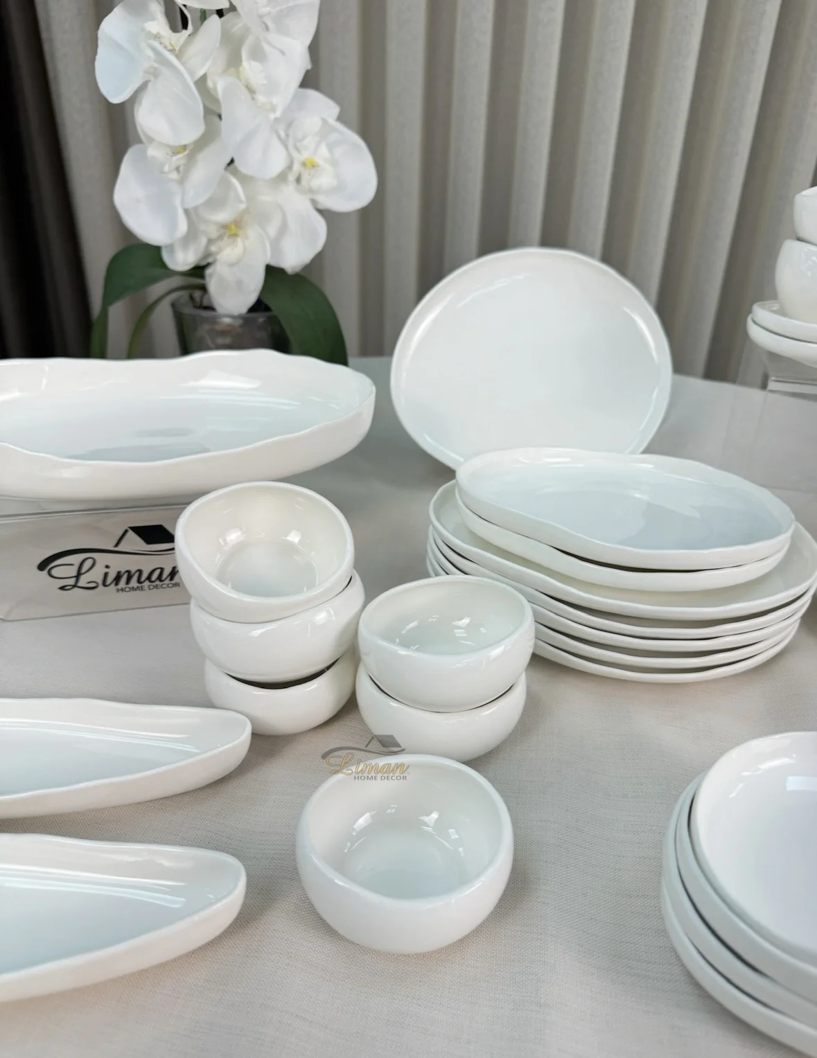 Liman New Cupido Wit Ontbijtset 33 delig | 6 Persoons (Barles) | Japandi Organisch Vorm - Image 9