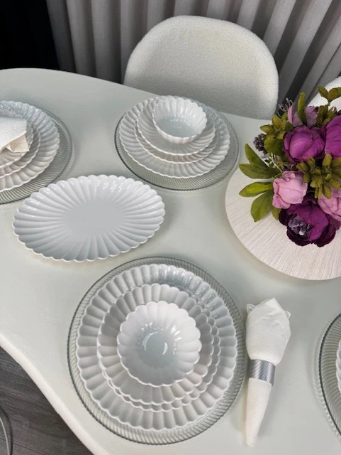 Nieuw Julia Serviesset 25 Delig | 6 Persoons Wit ( Paris ) ( Lotus ) - Image 2