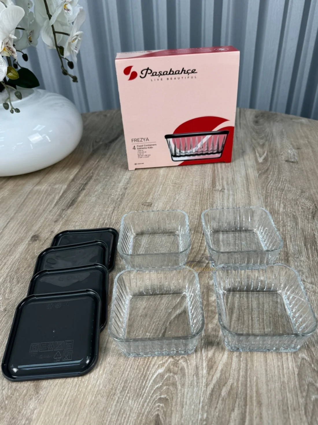 Pasabahce Frezya Saus Kommen met Deksel  ( 8 Delig ) 220 cc - Image 2