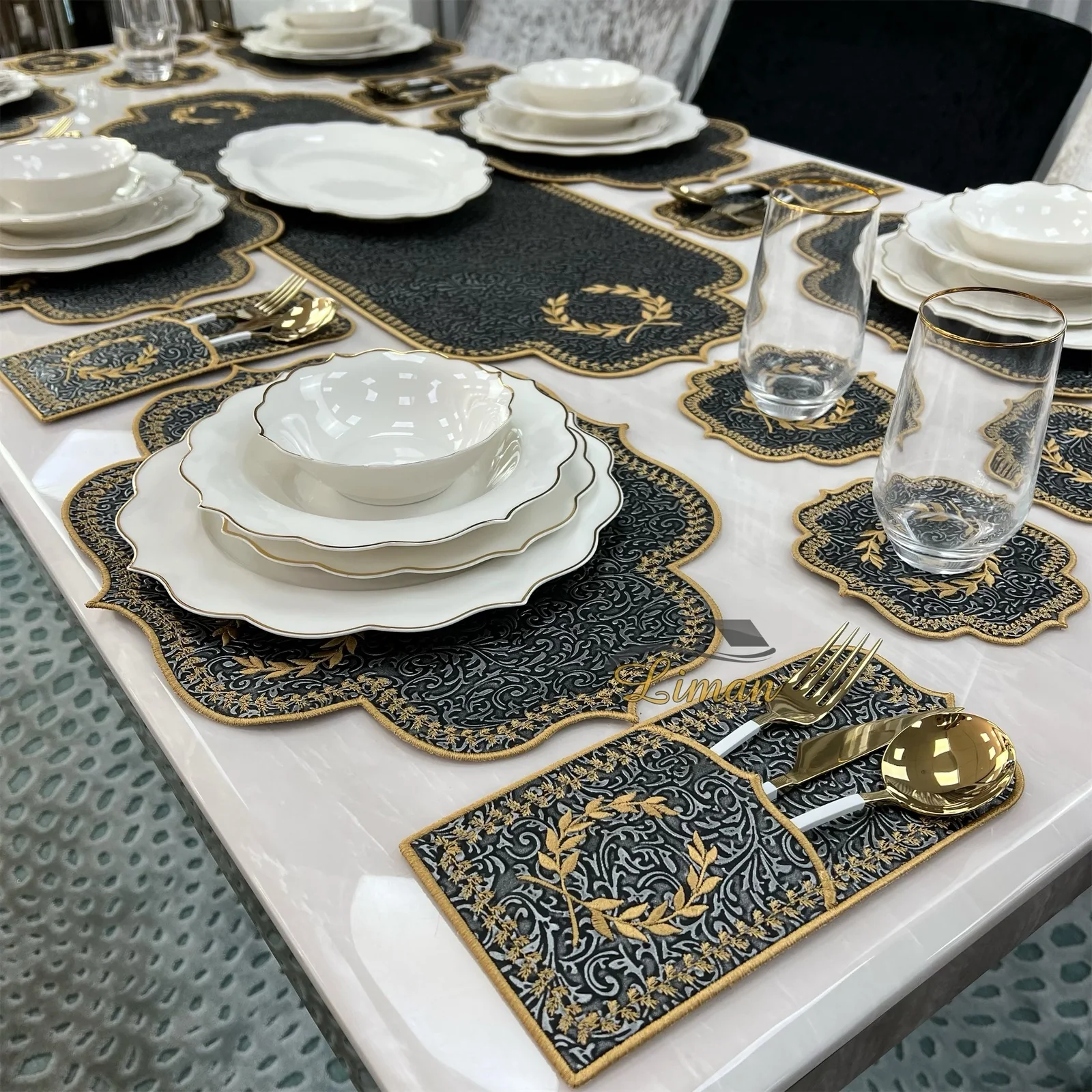 Placematset 19 Delig | 6 Persoons Damask - Image 2