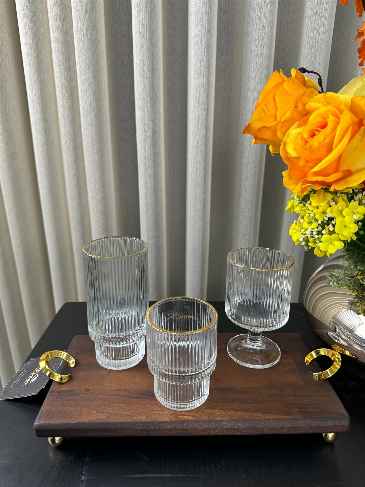 Ray Long 6 Delige Glas 300 ML Gold - Image 3