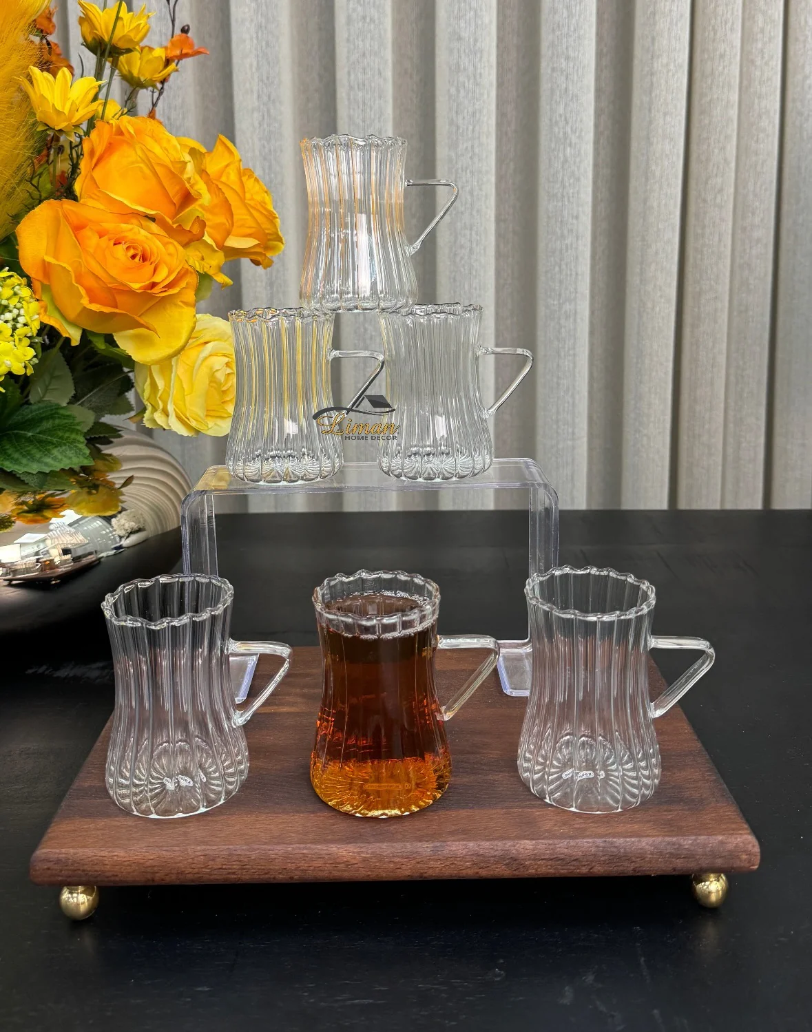 Ribbled Line  Borosilikat Theeglazen 6 Delig 200 ml - Image 4