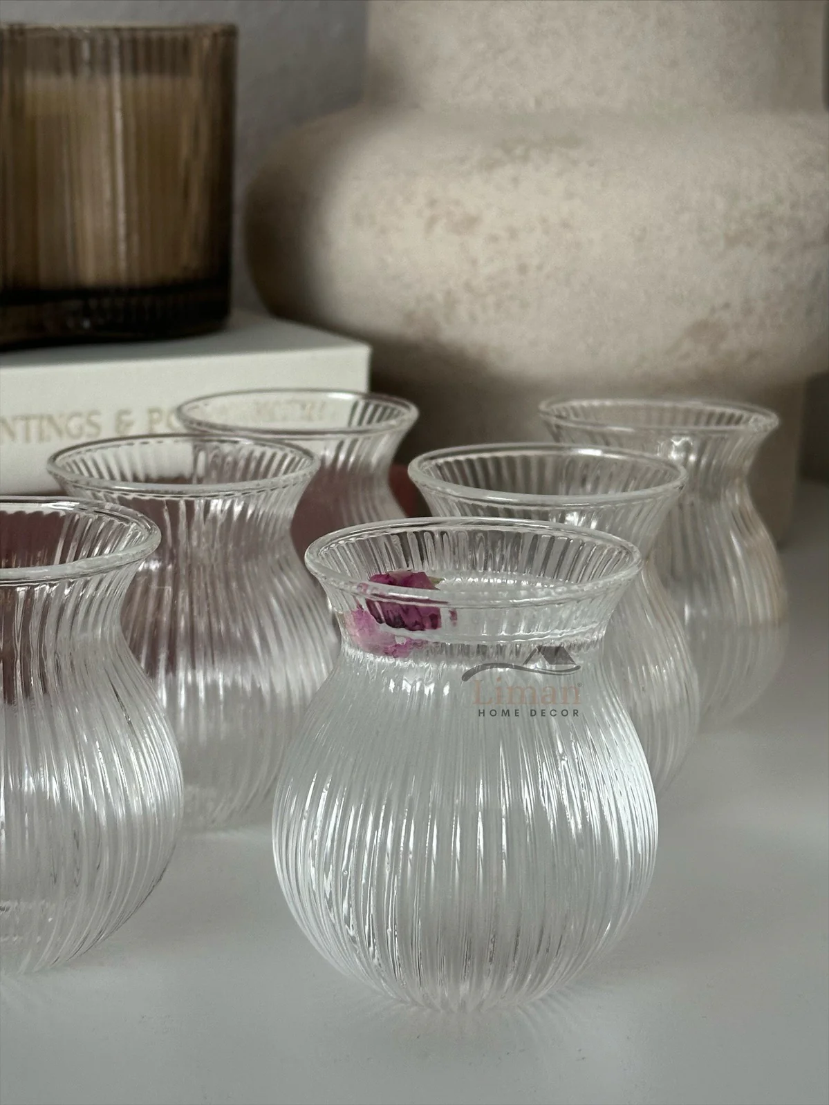 Ribbled Tombik Borosilikat Borrelglas 6 Delig 100 ML - Image 2