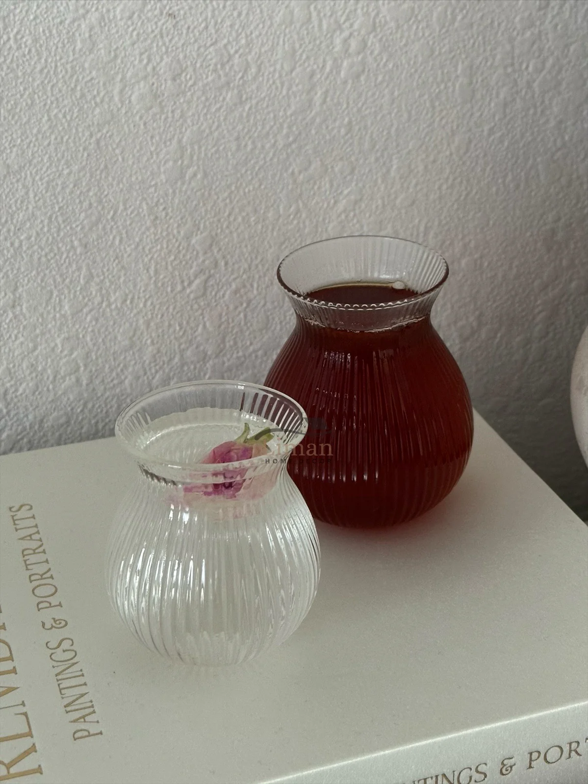 Ribbled Tombik Borosilikat Borrelglas 6 Delig 100 ML - Image 3
