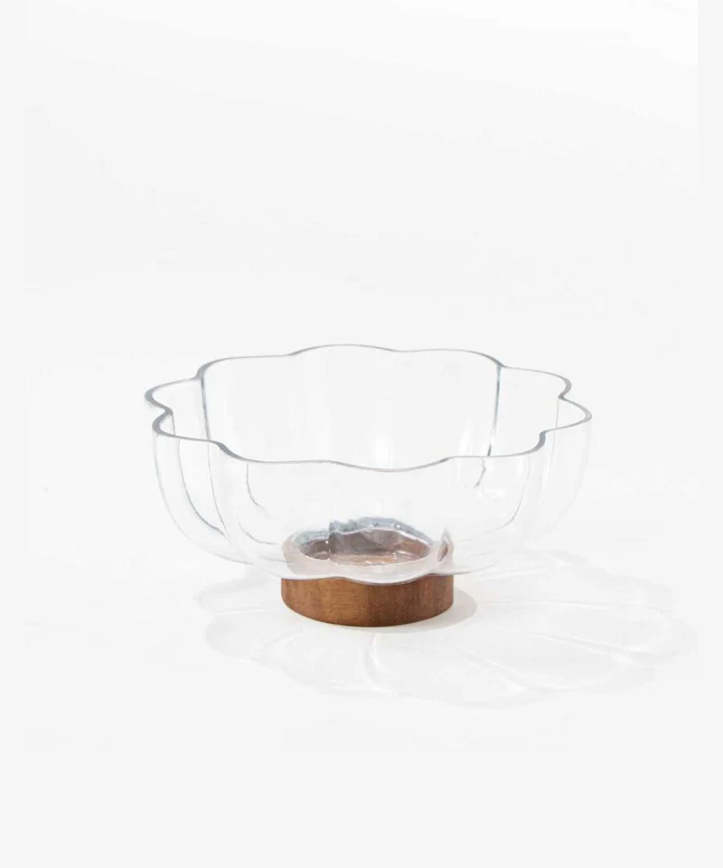 Rustic wood Daisy glazen schaal | 25,5 cm