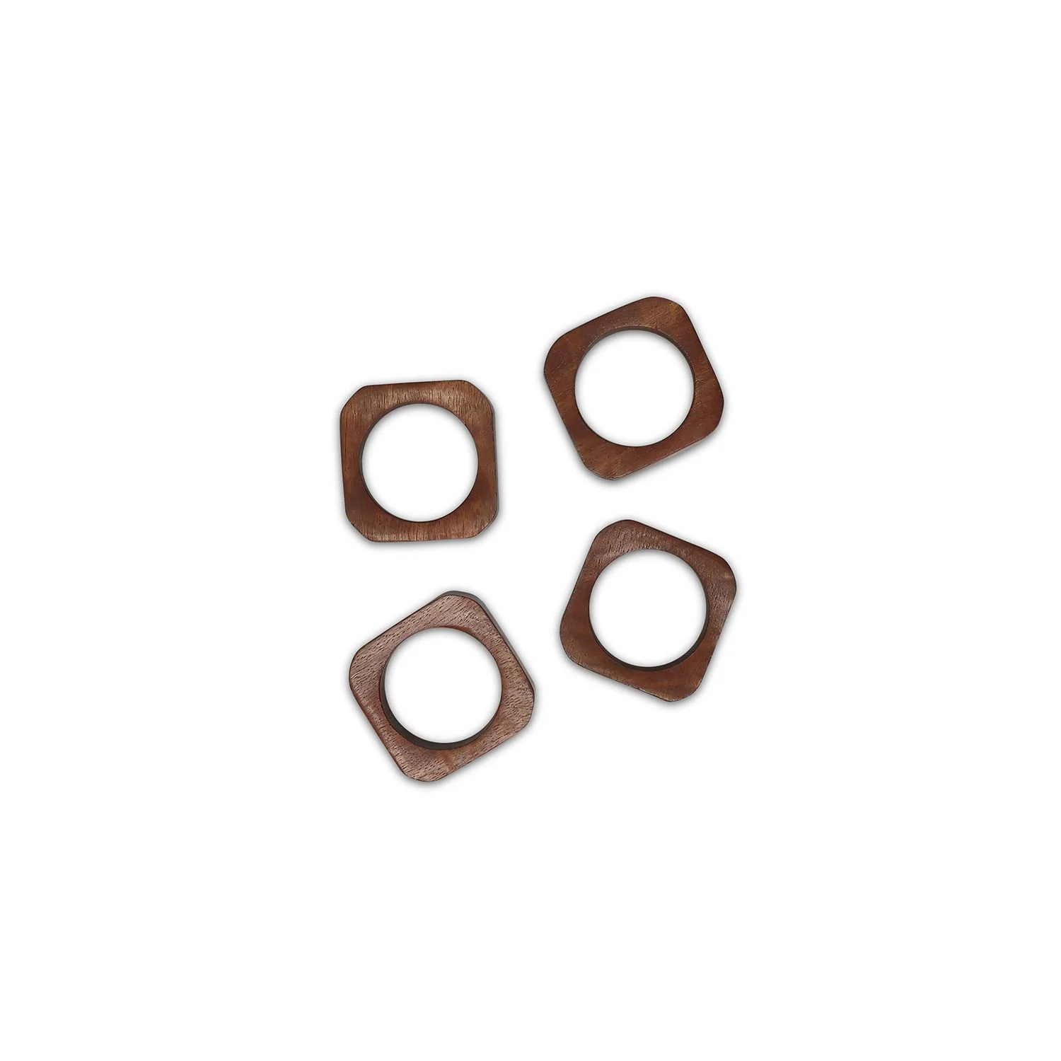 Servetring 4,5x4,5cm vierkant hout Moku - set/4 - Image 4