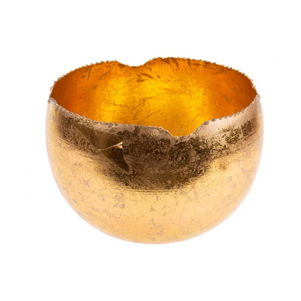 THEELICHTHOUDER GOUD D15XH15CM ROND META