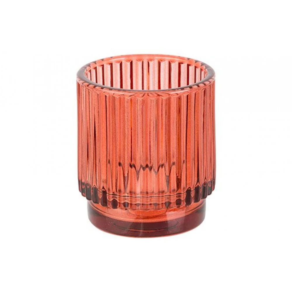 THEELICHTHOUDER ROOD D7XH8CM GLAS