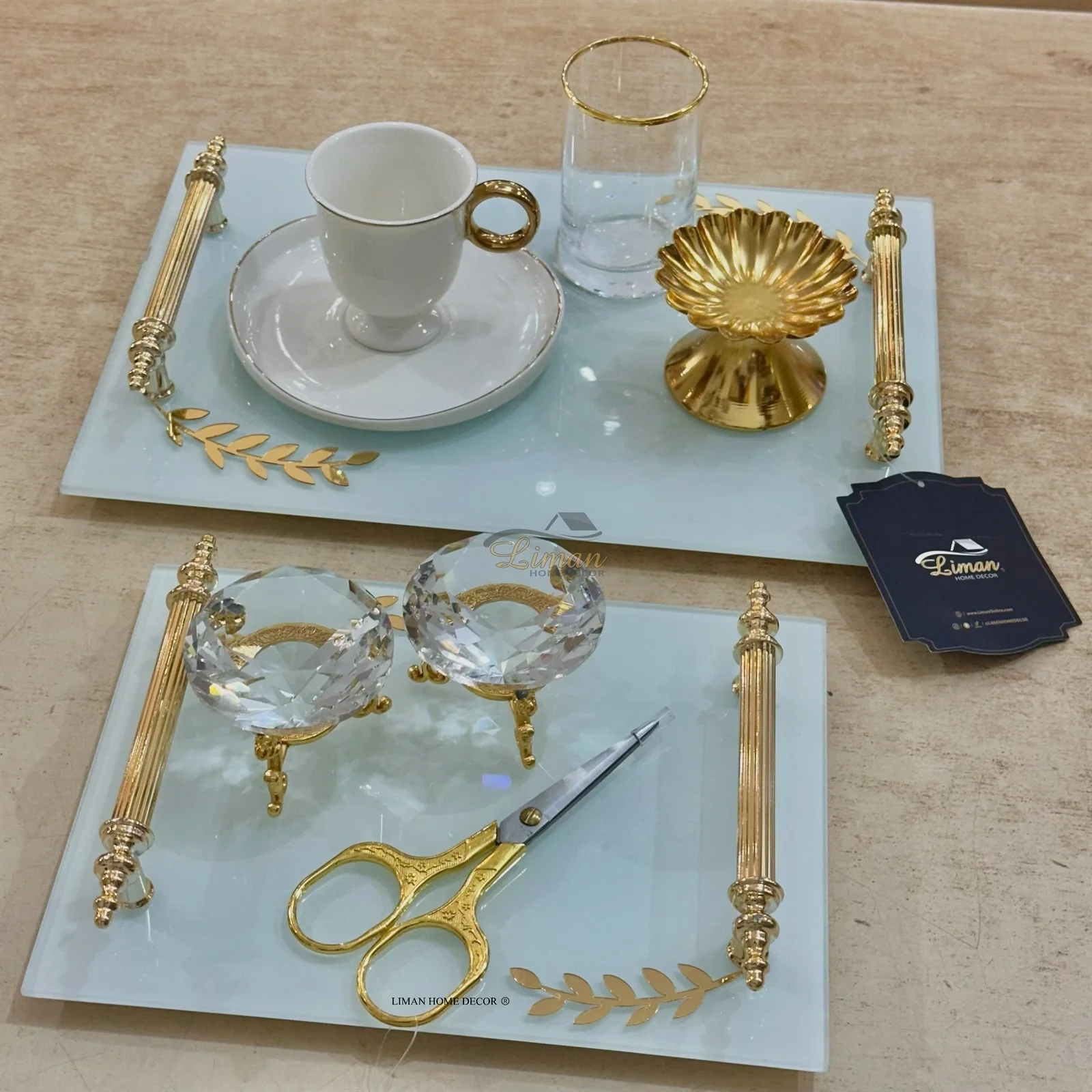 TIARA VERLOVINGSDIENBLAD GLAS WIT | GOUD - Image 2