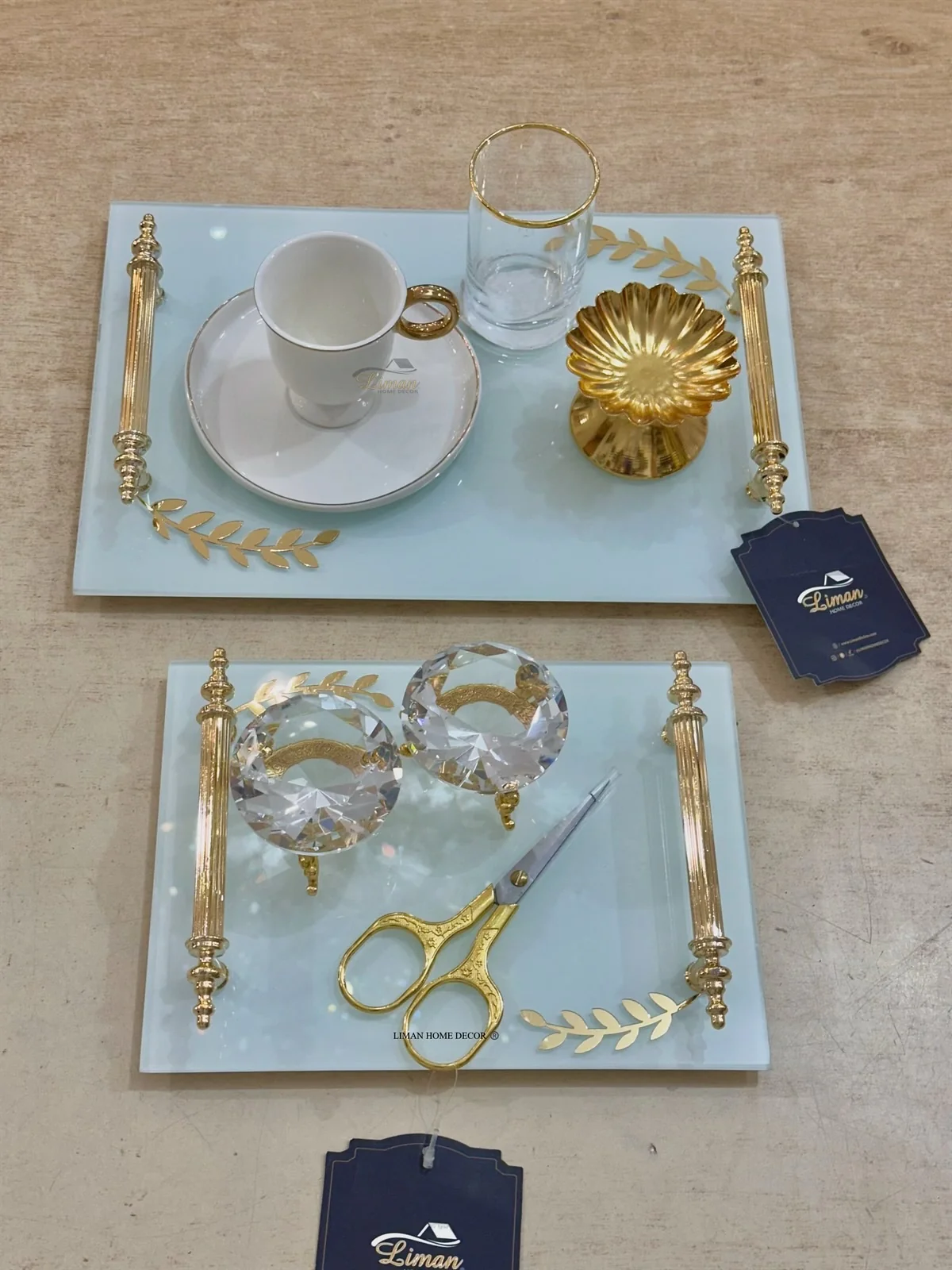 TIARA VERLOVINGSDIENBLAD GLAS WIT | GOUD - Image 3