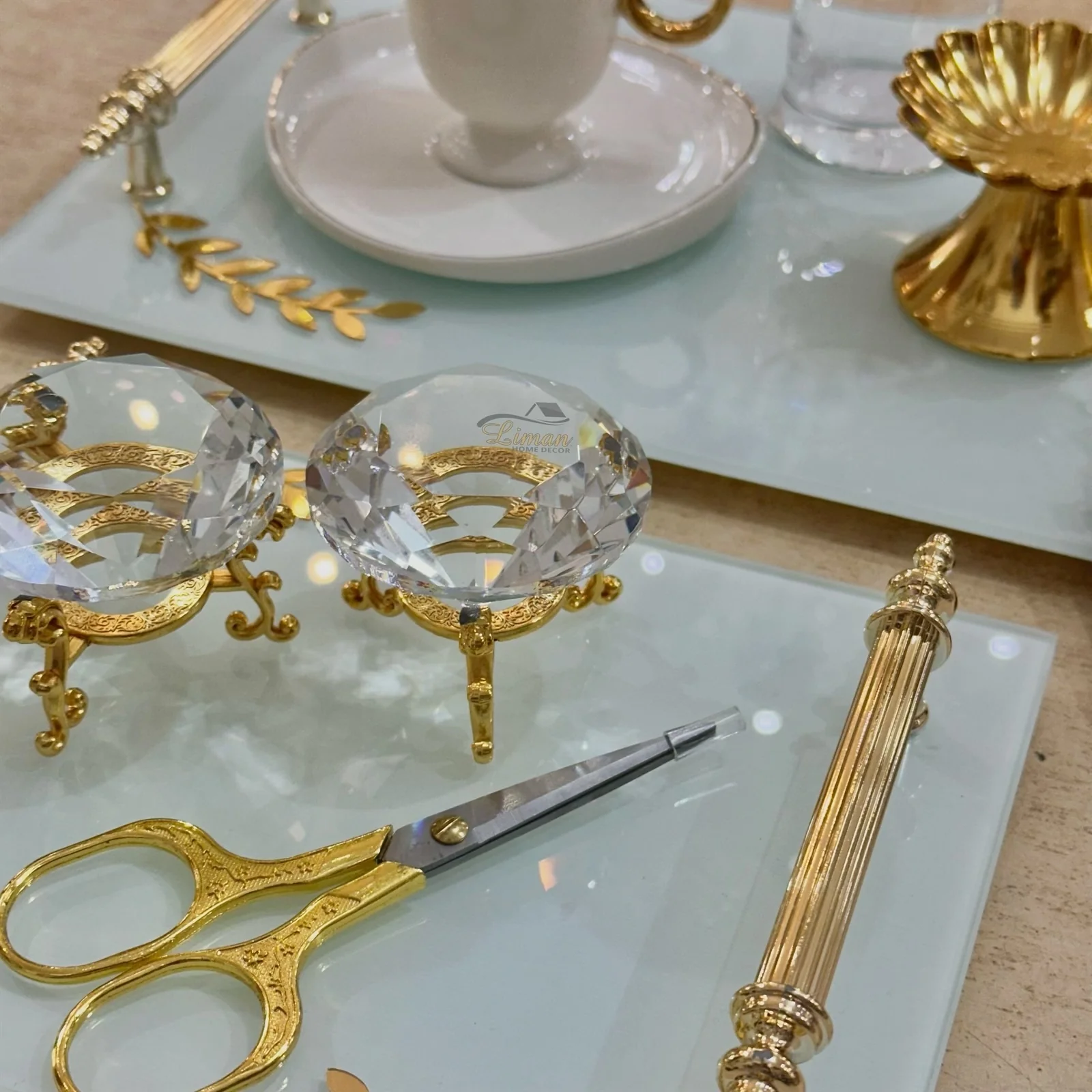 TIARA VERLOVINGSDIENBLAD GLAS WIT | GOUD - Image 4