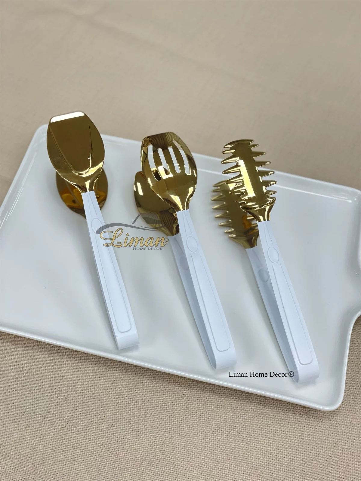 Titan Serveerset 3 Delig Wit - Goud