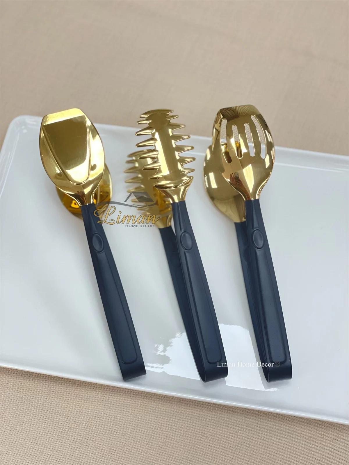 Titan Serveerset 3 Delig Zwart - Goud