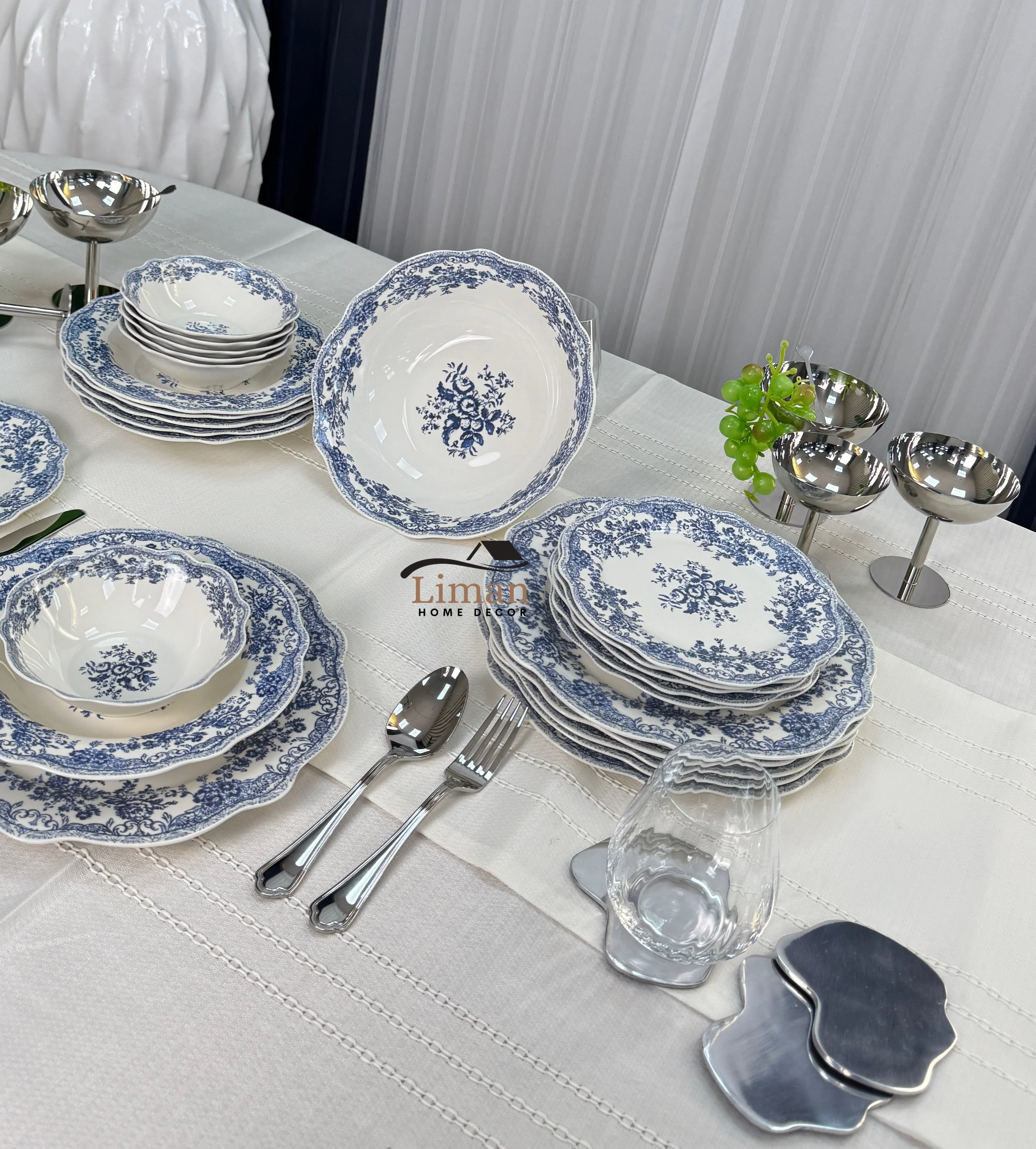 Sapphire Flora Serviesset 25 Delig | 6 Persoons Blauw Vintage ( Cyril ) - Image 2