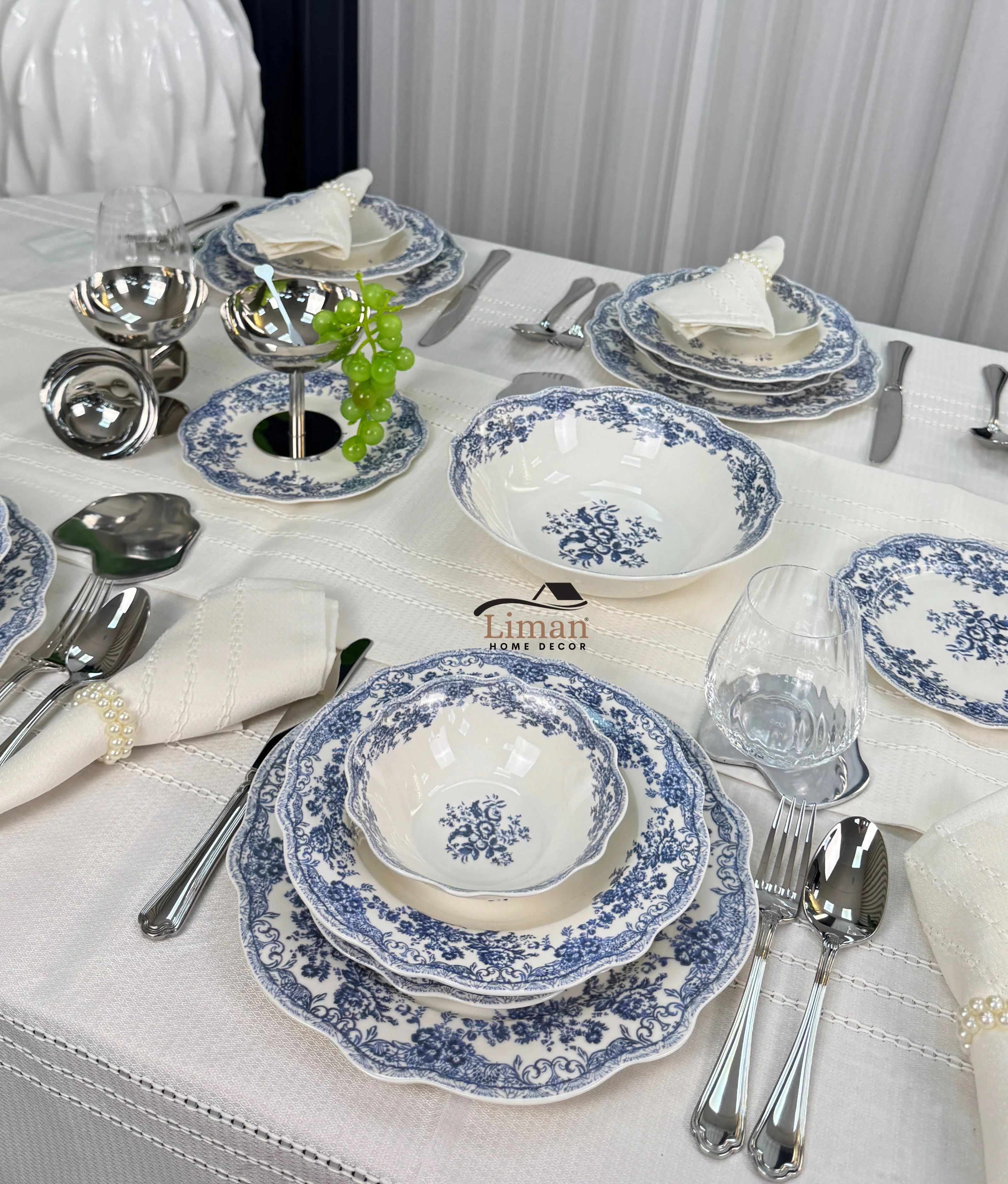 Sapphire Flora Serviesset 25 Delig | 6 Persoons Blauw Vintage ( Cyril ) - Image 3